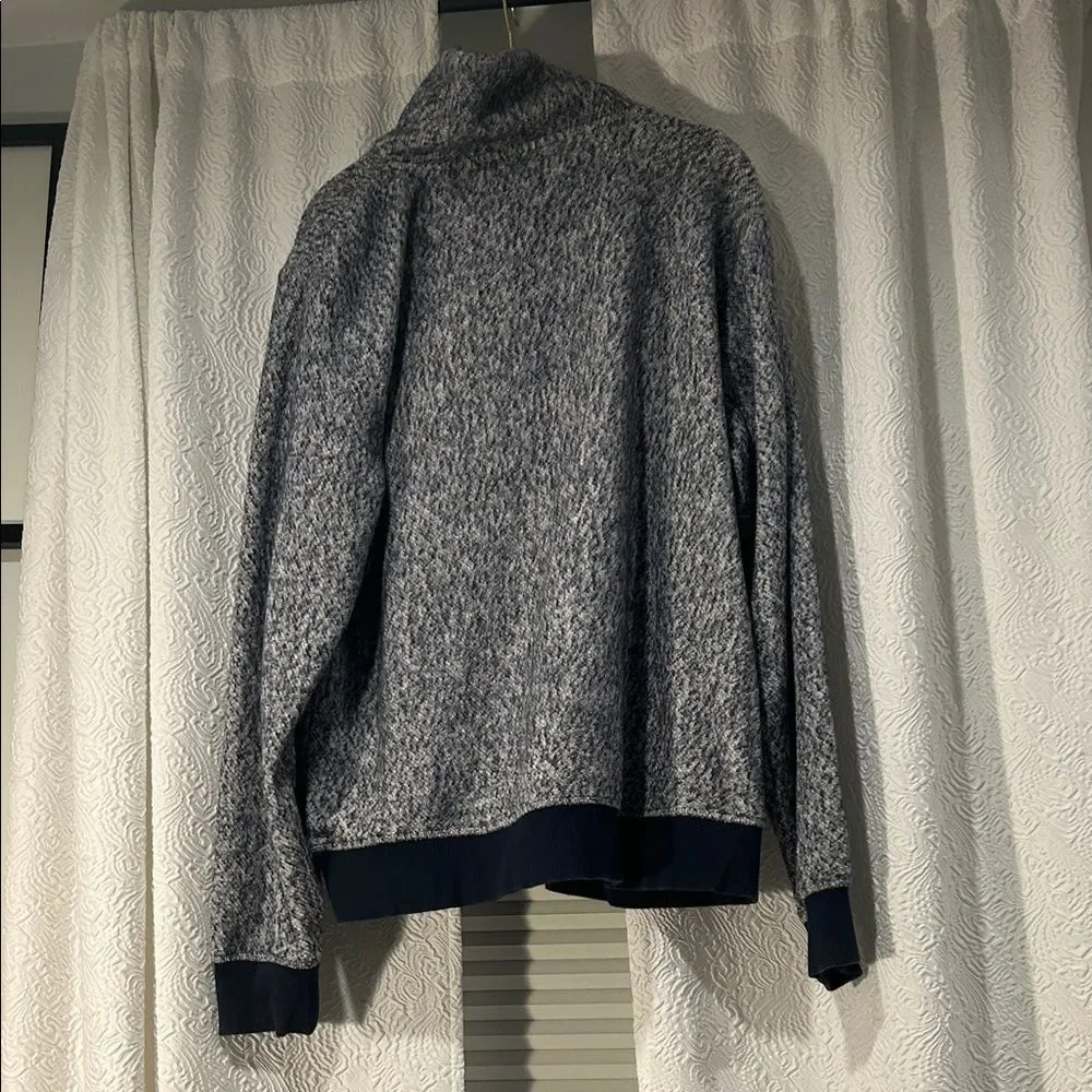 L.L. Bean Men's Navy and White Sherpa Shawl Collar Pullover Sweater Large Reg